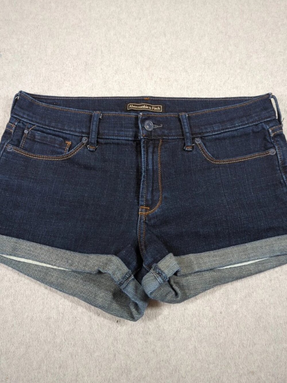 Abercrombie & Fitch Shorts Women's 28 Blue Denim Cuffed Dark Wash Stretch